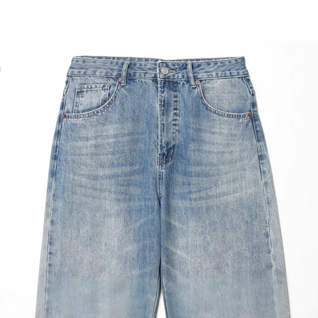 Damen nan weite Destroyed Jeans mit hoher Leibhöhe und umgeschlagener Saum Drune