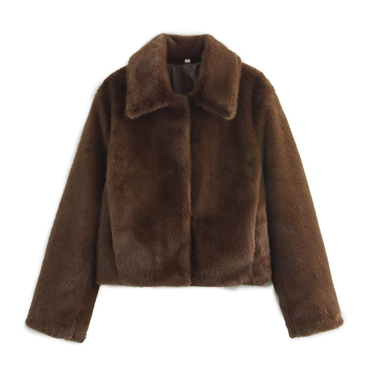 Damen elegante und weiche Kurzjacke mit Teddyfutter Drune