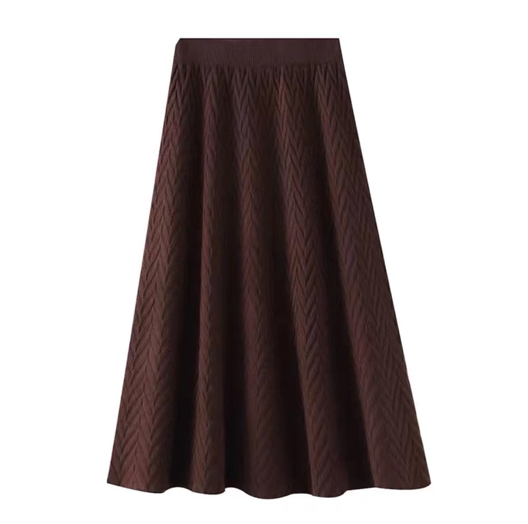 Damen Eleganter Strickrock mit strukturiertem Zopfmuster Drune