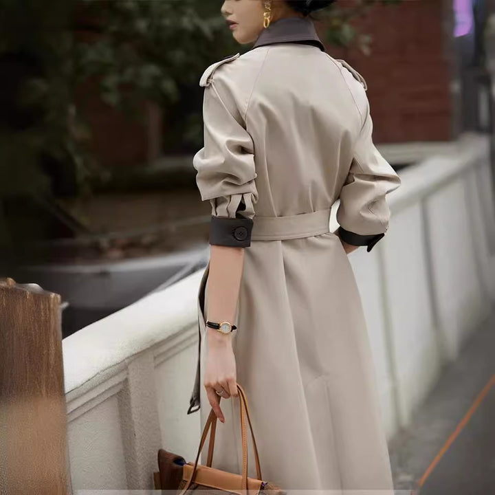Damen Stilvolle Trenchcoat mit Taillengürtel Drune