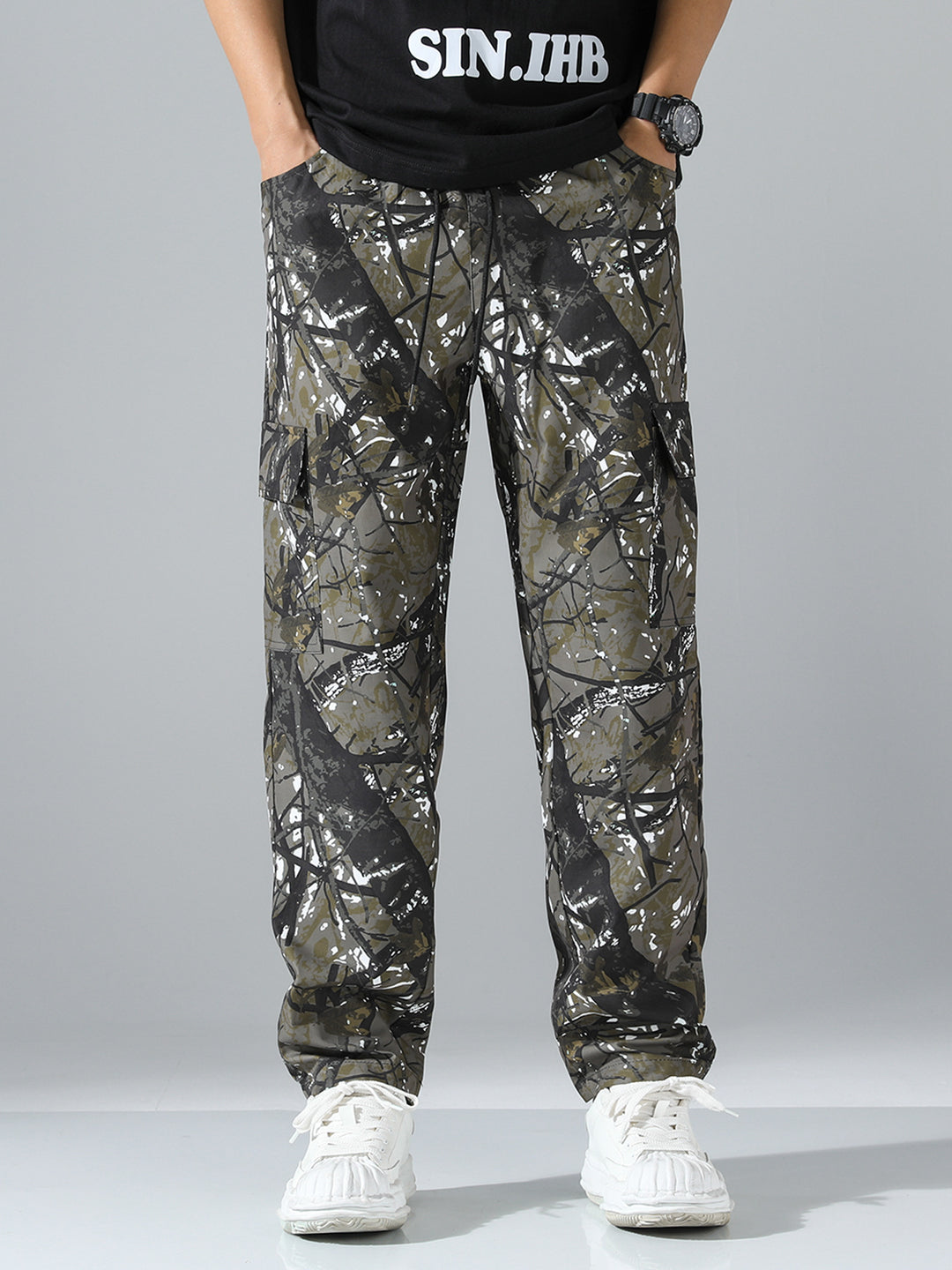 Herren Tapered Cargo-Jogginghose mit Multifachtaschen, Tunnelzug & Utility-Details Drune