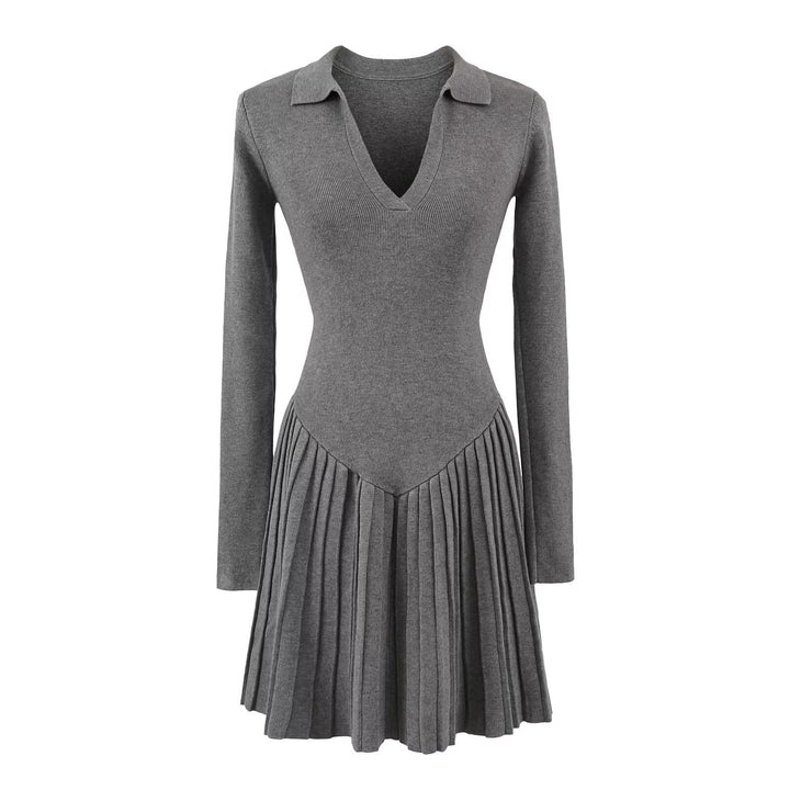 Damen langärmliges Plisseekleid Drune