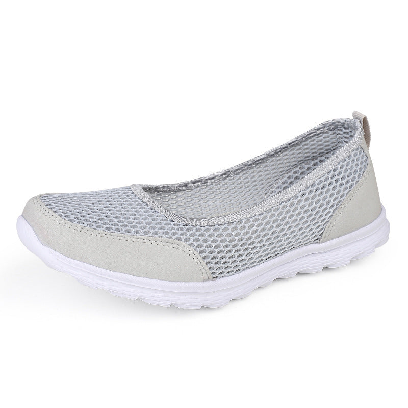Damen nan atmungsaktive Netz-Ballerina-Sneaker mit flexibler rutschfester Laufsohle und gepolstertem Fußbett Drune