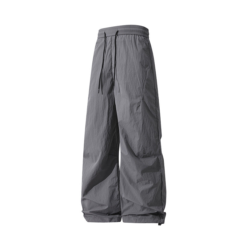 Unisex Weite technische Nylon-Hose mit Kordelzug und verstellbarem Saum Drune