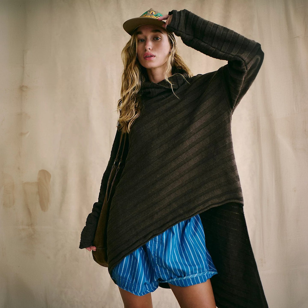 Damen Oversized Strickpullover mit asymmetrischem Schnitt Drune