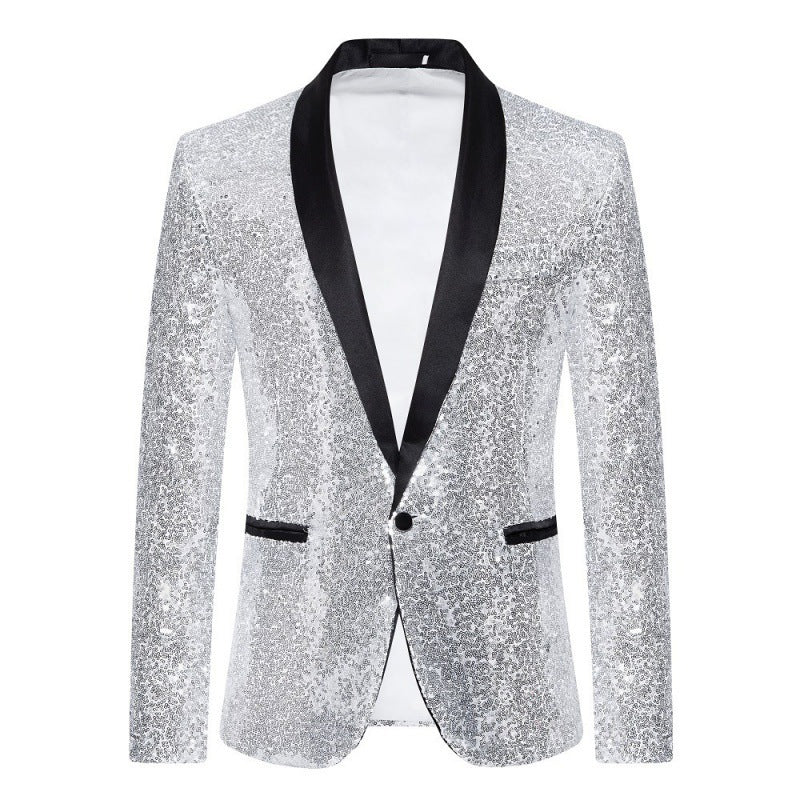 Herren glamouröser Pailletten-Blazer mit modernem Schnitt Drune