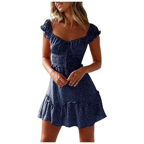 Damen luftiges Minikleid mit Rüschendetails und taillierter Silhouette Drune