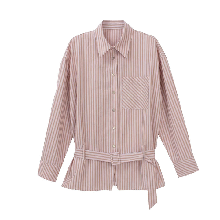 Damen Elegante gestreifte Bluse mit Gürtel Drune