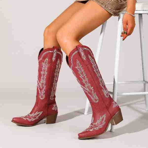 Damen Verzierte Western-Stiefel bis zum Knie Drune