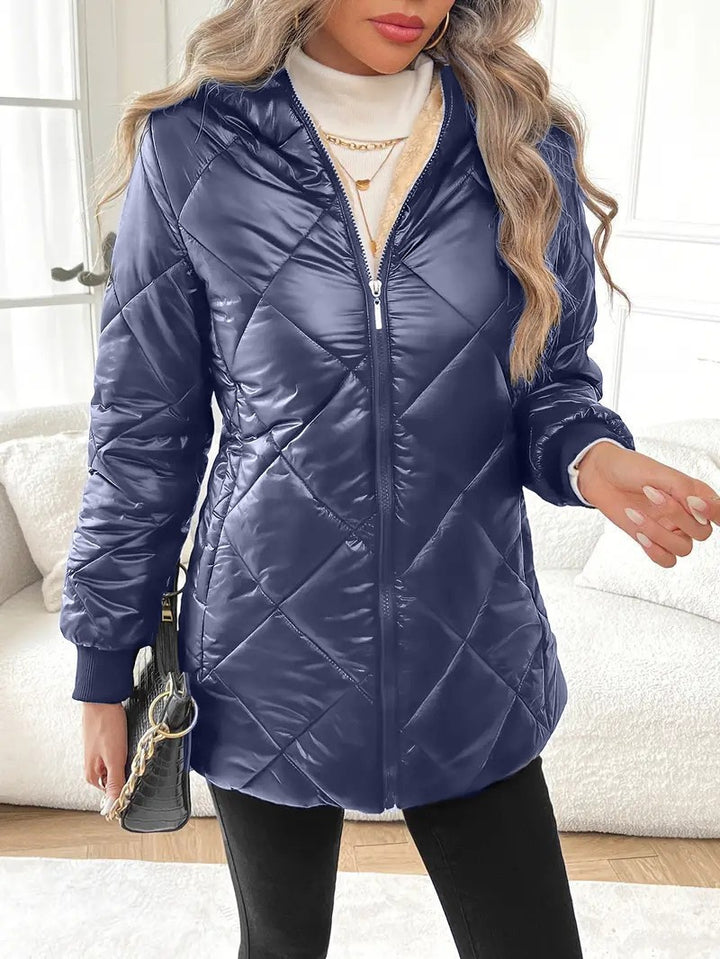 Damen Steppjacke mit Teddyfutter und Kapuze Drune