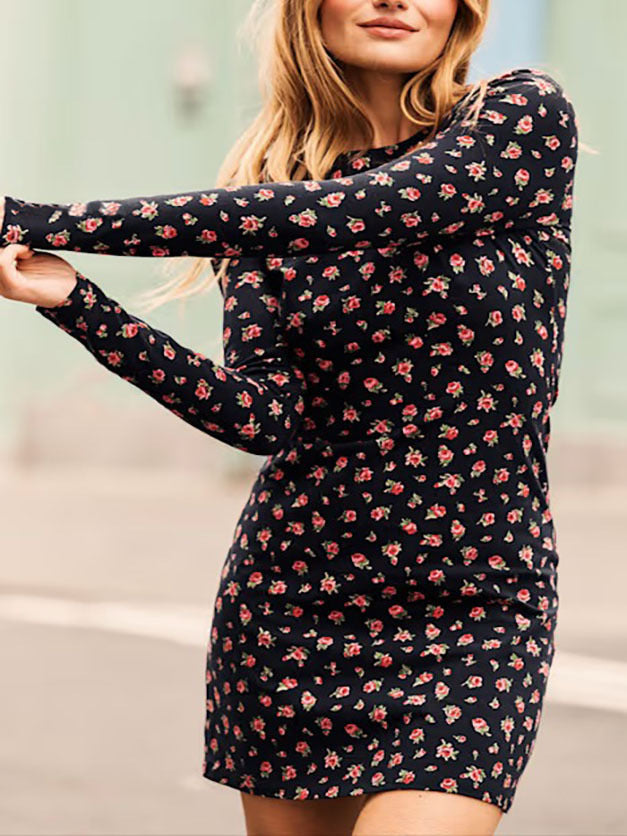 Damen Blumenmuster Kleid Drune