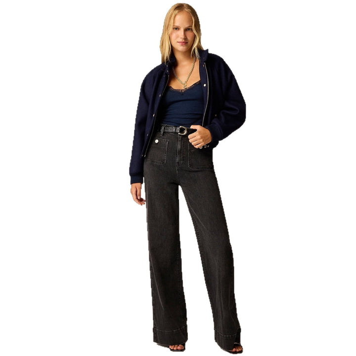 Damen Weite Komfortable Jeans mit hohen Bund Drune