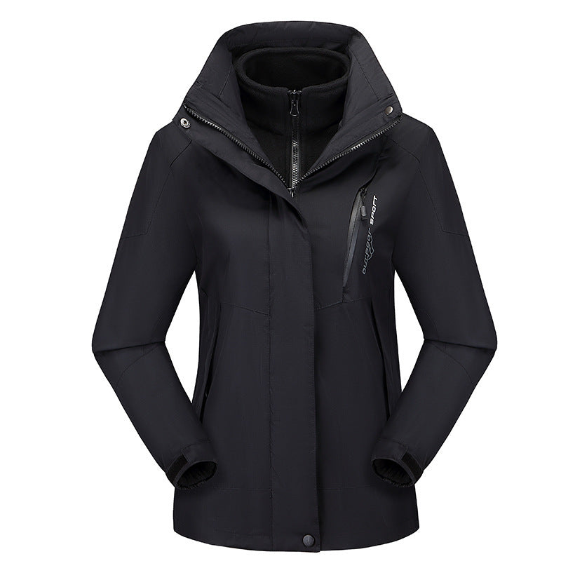 Damen vielseitige Outdoorjacke mit abnehmbarer Fleece‑Innenjacke und winddichter Softshell‑Hülle Drune