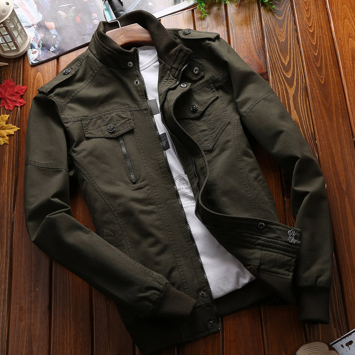 Herren nan leichtgewichtige Canvas-Utility-Jacke mit gesteppter Innenfütterung, verdecktem Zweiwege-Reißverschluss und elastischen Bündchen Drune