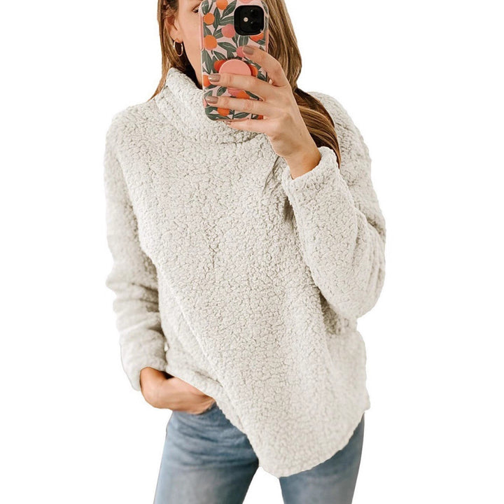 Damen Kuscheliger Fleece-Pullover mit hohem Kragen und strukturierter Oberfläche Drune