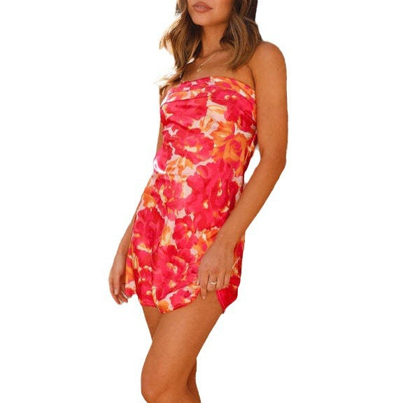 Damen Mini Kleid im schlichten Bandeau-Stil mit luxuriösem Satin-Finish Drune