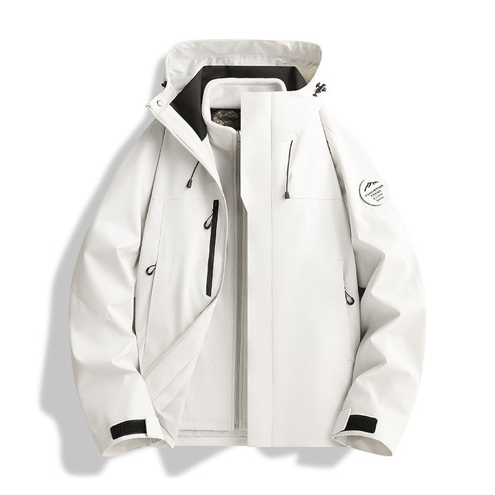 Herren Atmungsaktive, Wasserdichte Softshell-Jacke mit Fleecefutter und Kapuze Drune