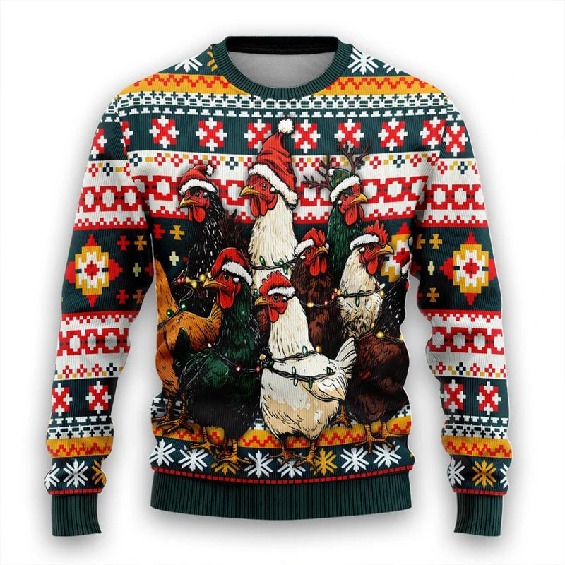Drune | Buntes Santa Claus Cartoon Druck - Schwarzer Feiertags-Icon Pullover