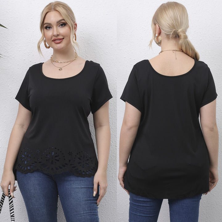 Damen Oberteil mit floralem Lochmuster Drune