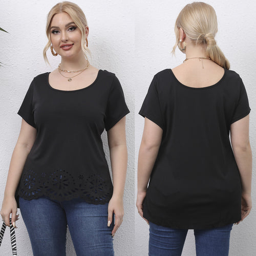 Damen Oberteil mit floralem Lochmuster Drune