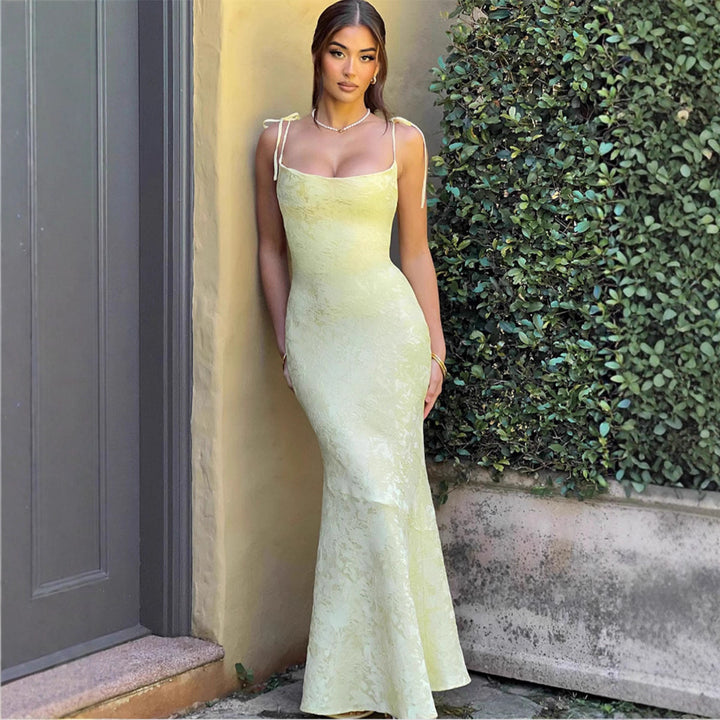 Damen Elegantes Maxikleid mit verführerischen Spaghettiträgern Drune
