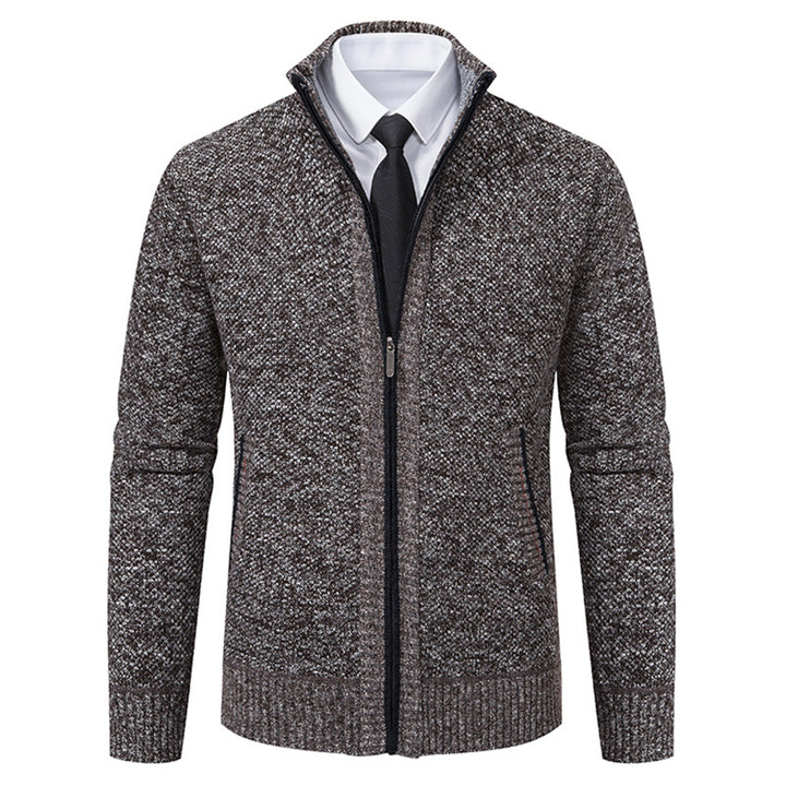 Herren elegante Strickjacke mit hohem Kragen und praktischem Reißverschluss Drune