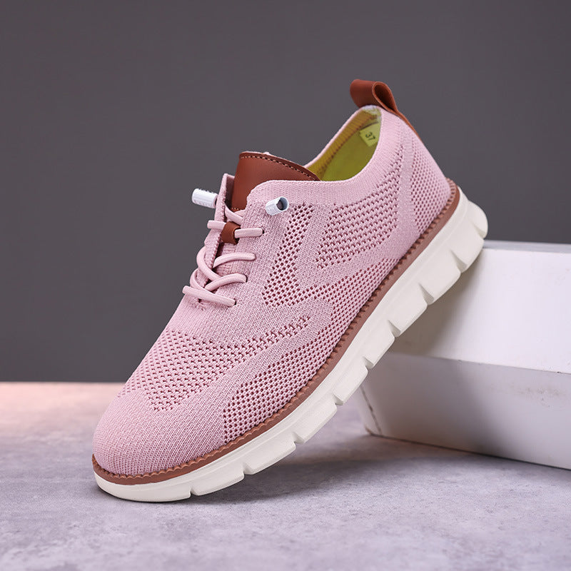 Damen nan gestrickter Derby-Sneaker mit flexibler Rillenlaufsohle und gepolstertem Komfortfußbett Drune