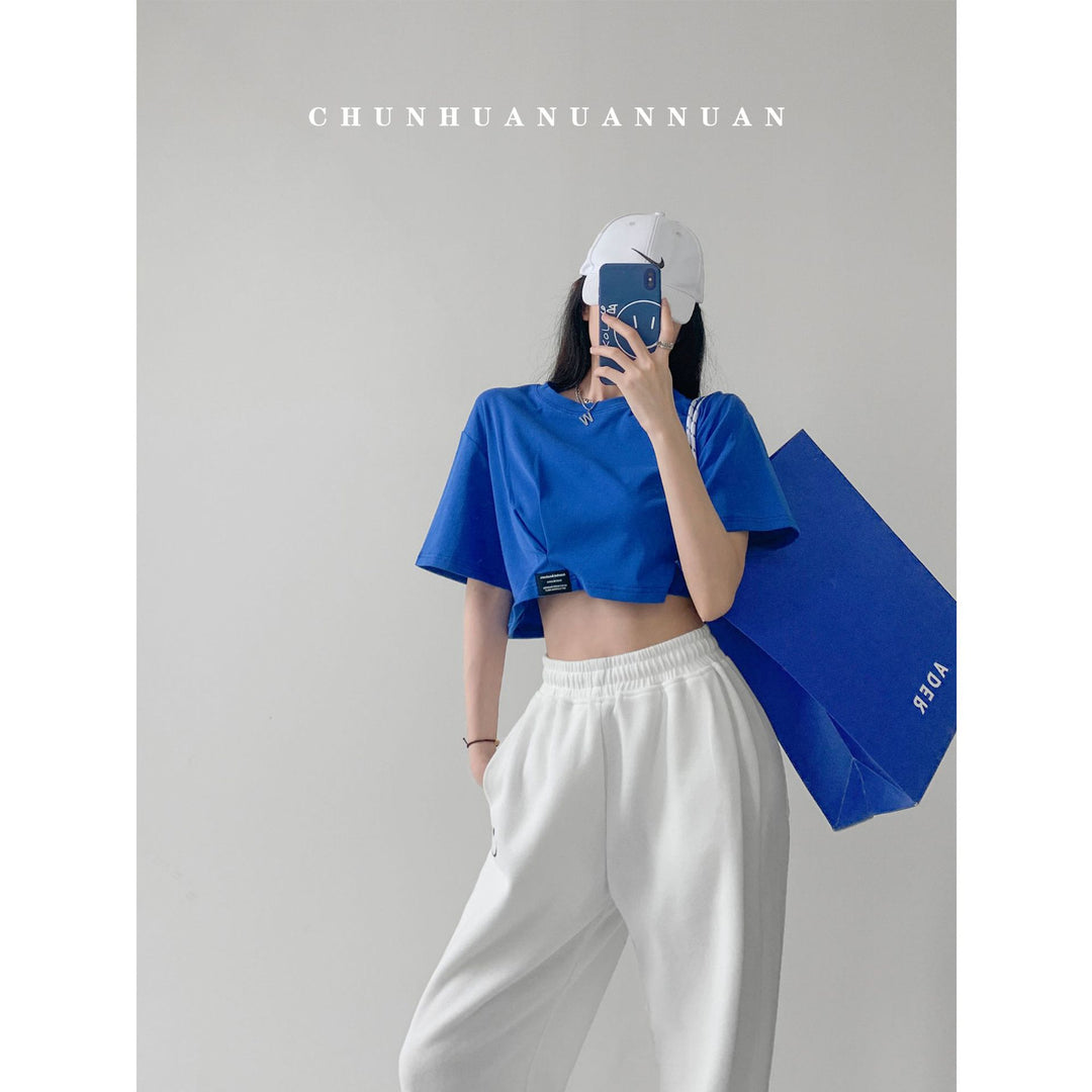 Damen cropped Freizeitoberteil mit lässigem Schnitt und elastischem Saum Drune