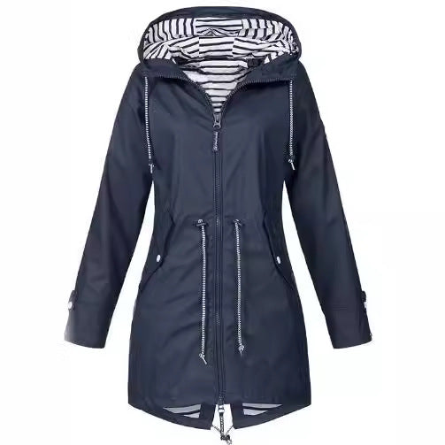 Damen nan taillierte Parka-Jacke mit Kapuze, Kordelzugbund und verdecktem Reißverschluss Drune