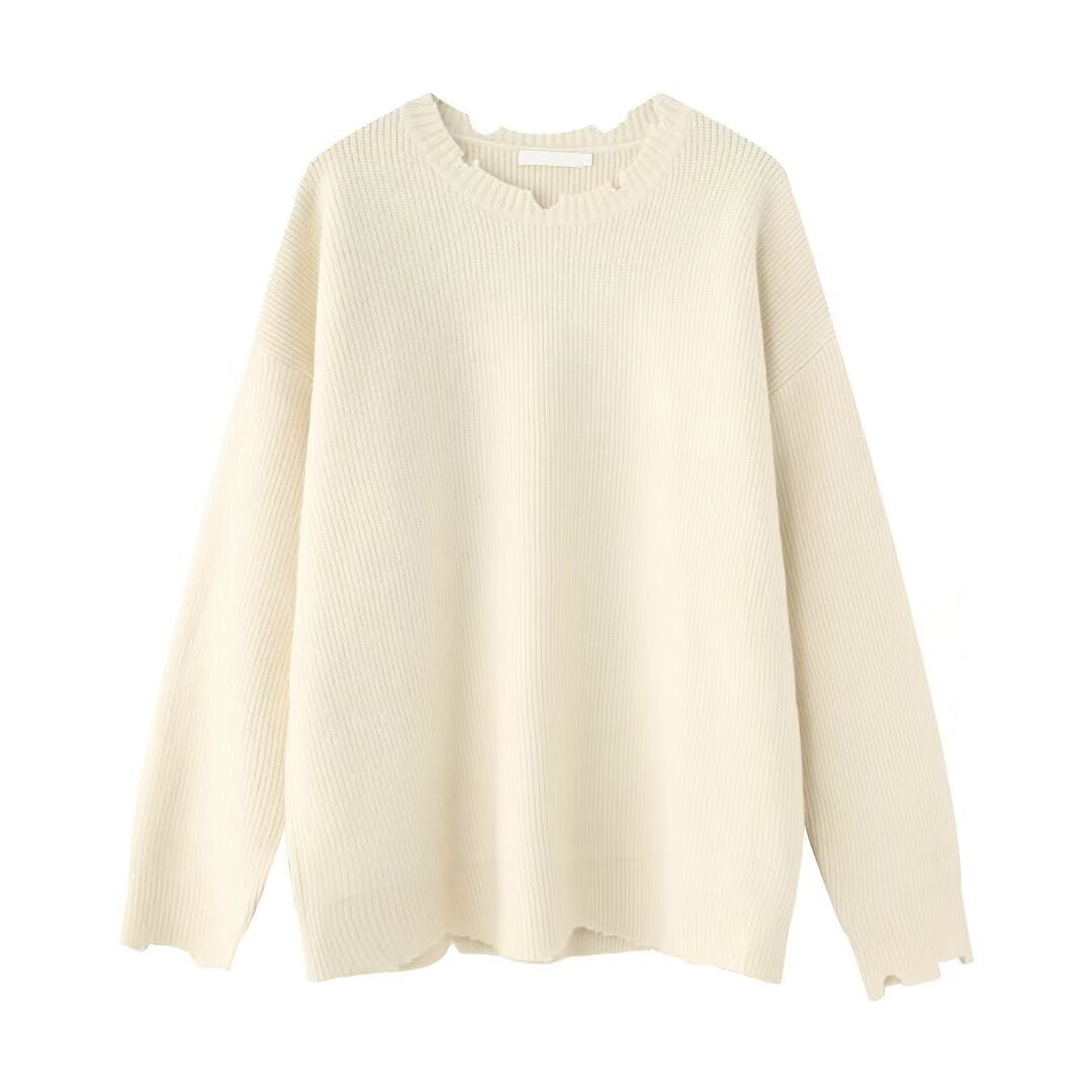 Damen Elegante Grobstrickpullover mit modernem V-Ausschnitt Drune