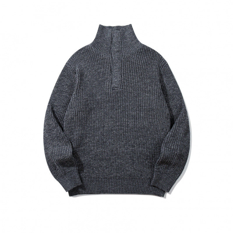 Unisex Grobgestrickter Halfzip-Pullover mit Stehkragen und markanter Rippenstruktur Drune