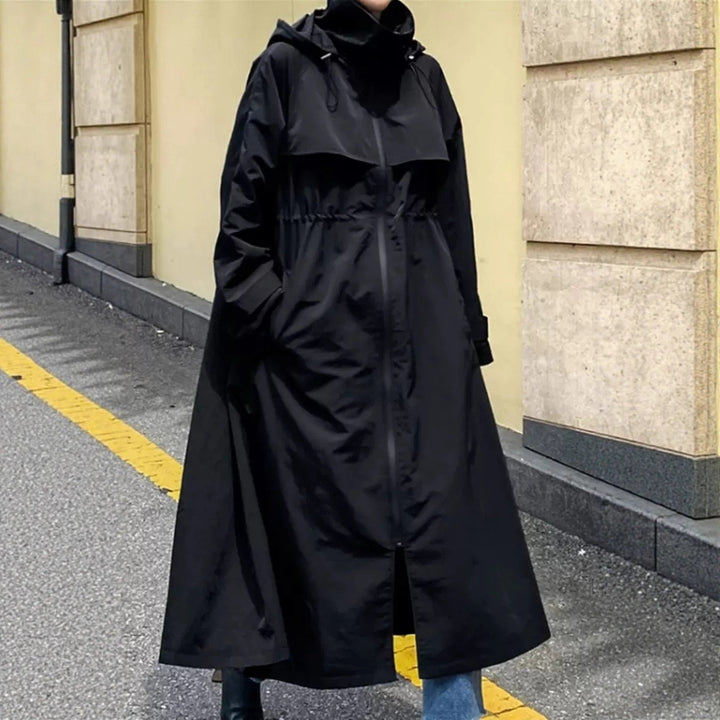 Damen Oversize-Mantel im Maxi-Look mit Kapuze und Cape‑Passe Drune
