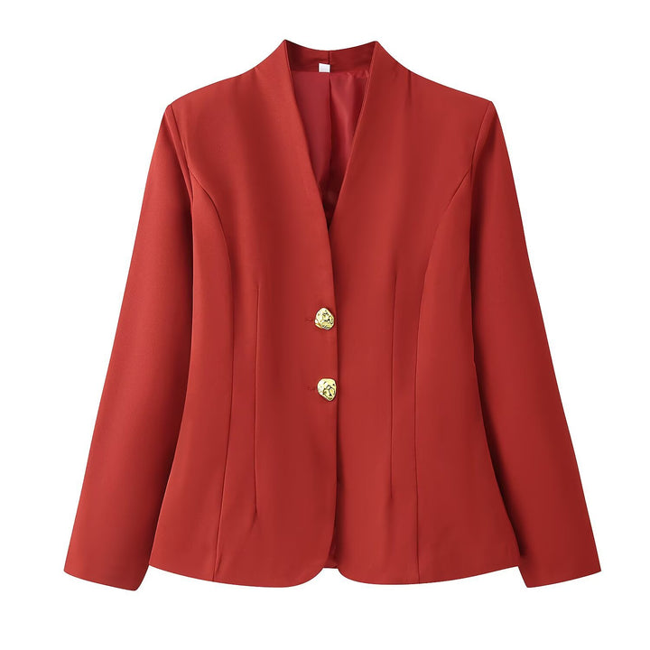 Damen Taillierter Blazer mit V‑Ausschnitt, nahtfeiner Silhouette und Zierknöpfen Drune