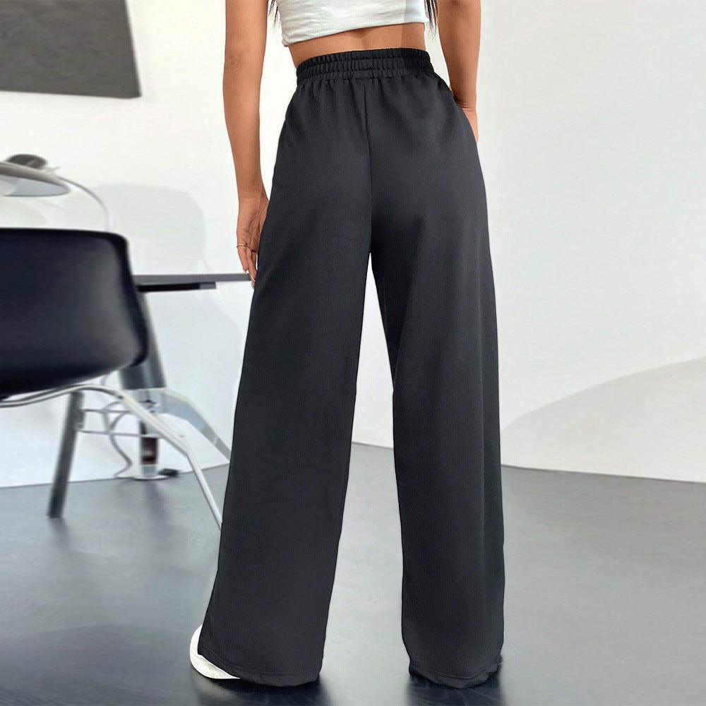 Damen Weite Satin-Hosen mit elastischem Bund und seitlichen Schlitzen Drune