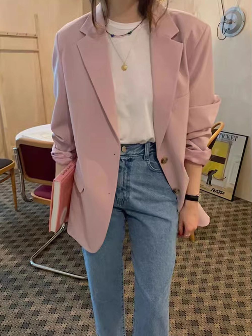 Damen eleganter Oversized-Blazer mit lässigem Schnitt und feinen Details Drune