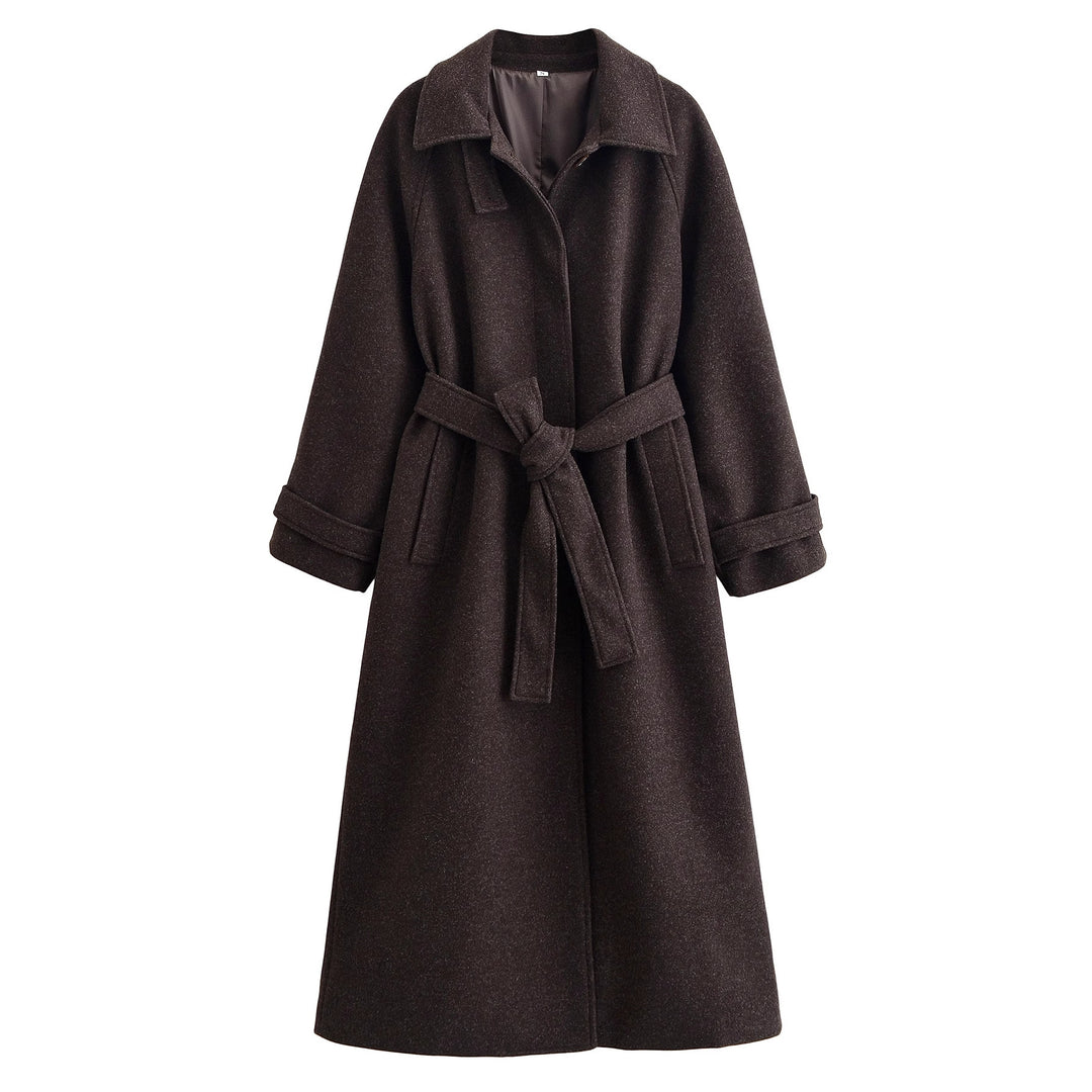 Damen 10+ taillierter Wollmix‑Mantel mit Bindegürtel Drune