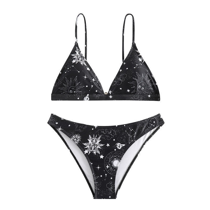 Damen Triangel-Bikini mit einzigartigem Sternenmotiv und verstellbaren Trägern Drune