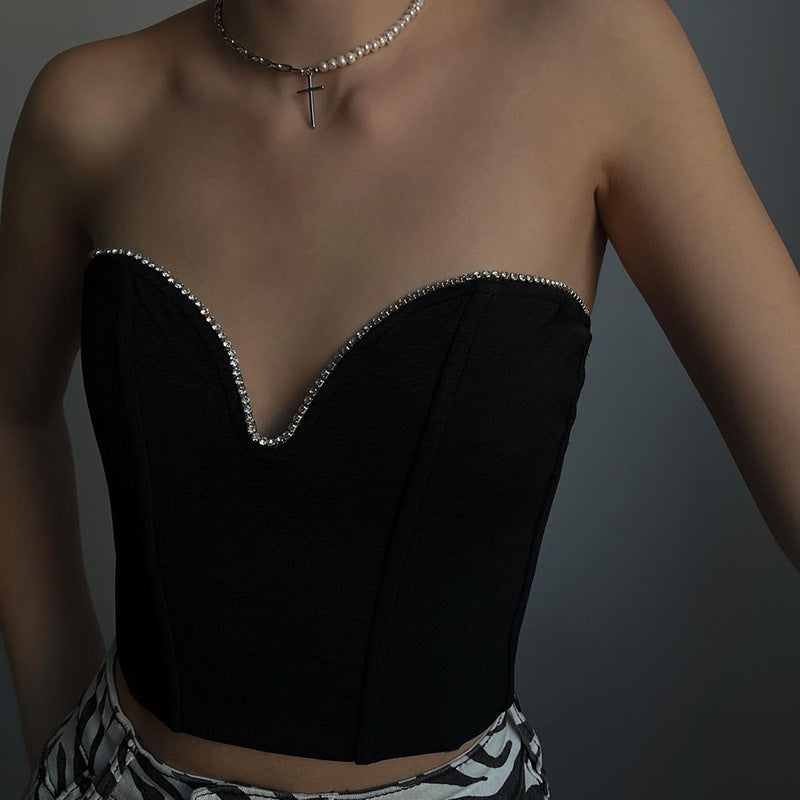 Damen Bustier-Oberteil mit herzförmigem Ausschnitt und elegantem Glamour Drune