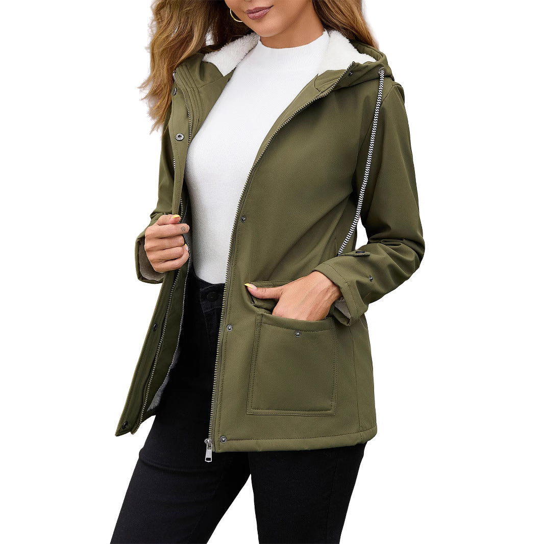 Damen Modische Outdoor-Jacke mit Fleece-Futter