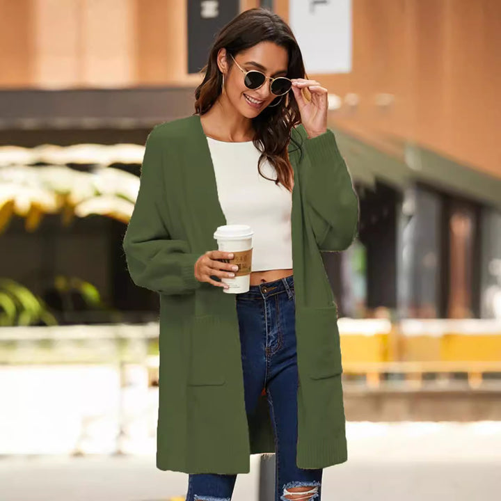 Damen Langer Strickcardigan mit weicher Textur und praktischen Taschen Drune