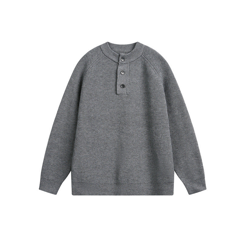 Unisex Rippsweater mit Henley-Knopfleiste und Raglanärmeln Drune