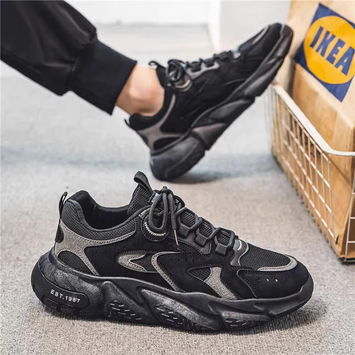 Herren stylische Chunky-Sneaker mit Wildlederoptik und atmungsaktivem Mesh-Obermaterial Drune