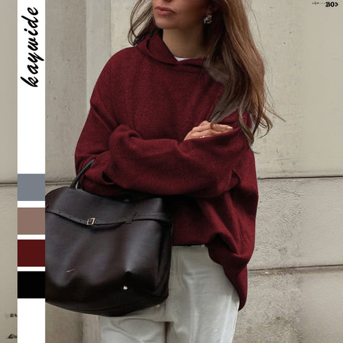 Damen nan Oversize-Polo-Feinstrickpullover mit umgelegtem Kragen und Raglanärmeln Drune