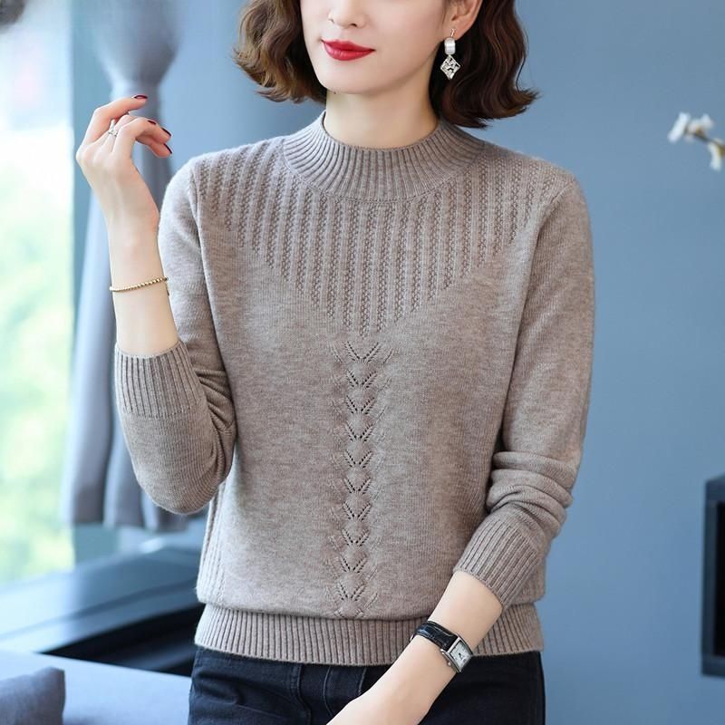Damen eleganter Strickpullover mit modernem Zopfmuster Drune