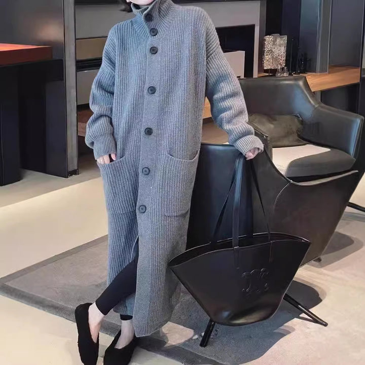 Damen Strickmantel mit Knopfdetails und großen Taschen Drune