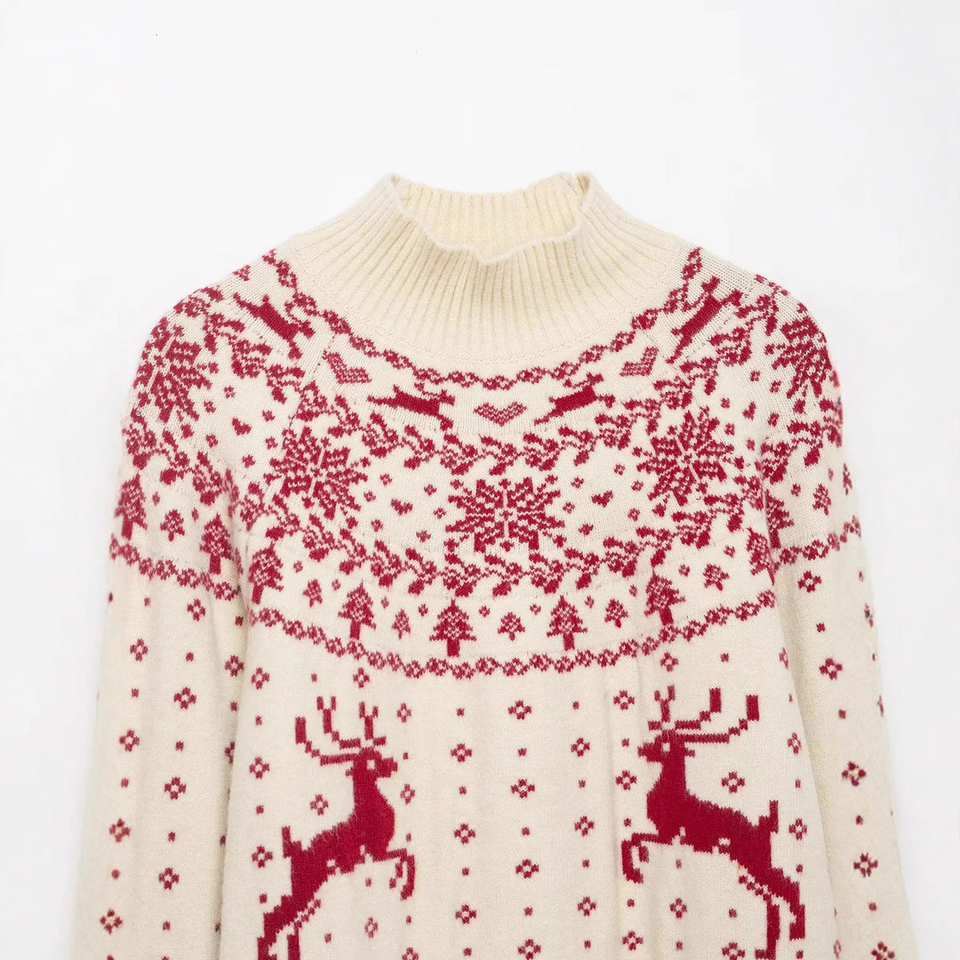 Damen nan weicher Norweger-Feinstrick-Pullover mit hohem Rollkragen und gestepptem Fair‑Isle-Motiv Drune