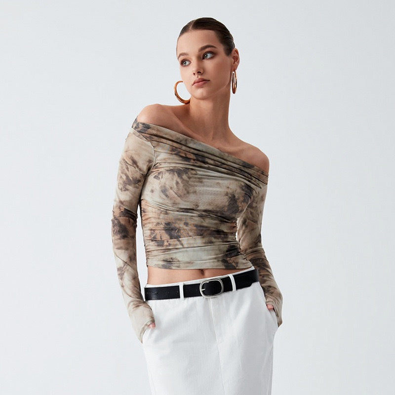Damen Elegantes Off-Shoulder Oberteil mit drapiertem Design Drune