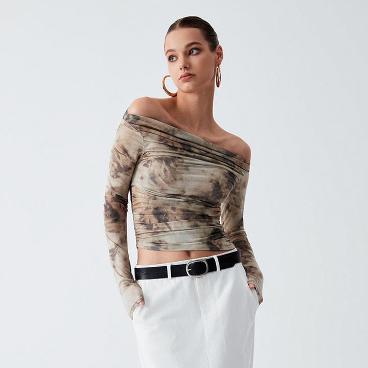 Damen Elegantes Off-Shoulder Oberteil mit drapiertem Design Drune