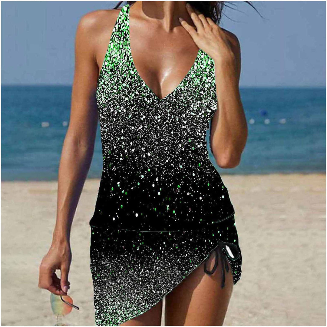 Damen lässiges Strandkleid mit verstellbarem Gürtel Drune