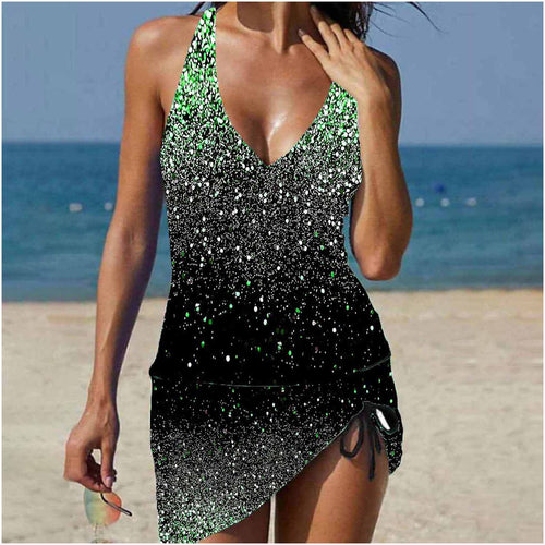 Damen lässiges Strandkleid mit verstellbarem Gürtel Drune